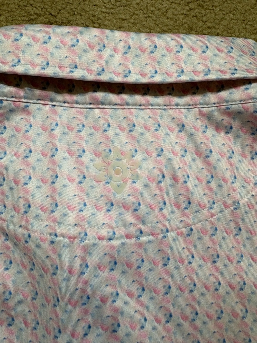 Men's Light Pink Micro-Pattern Performance Polo - Picture 7 of 7